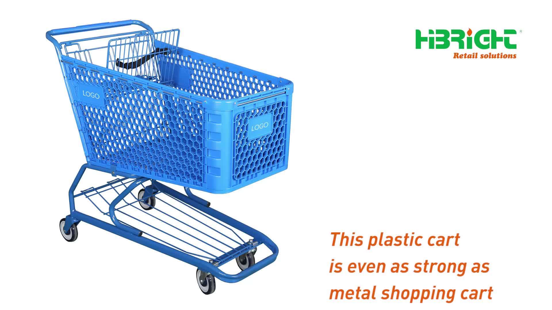 Cheap Supermarket Grocery Hand Push Plastic Shopping Cart Trolley With