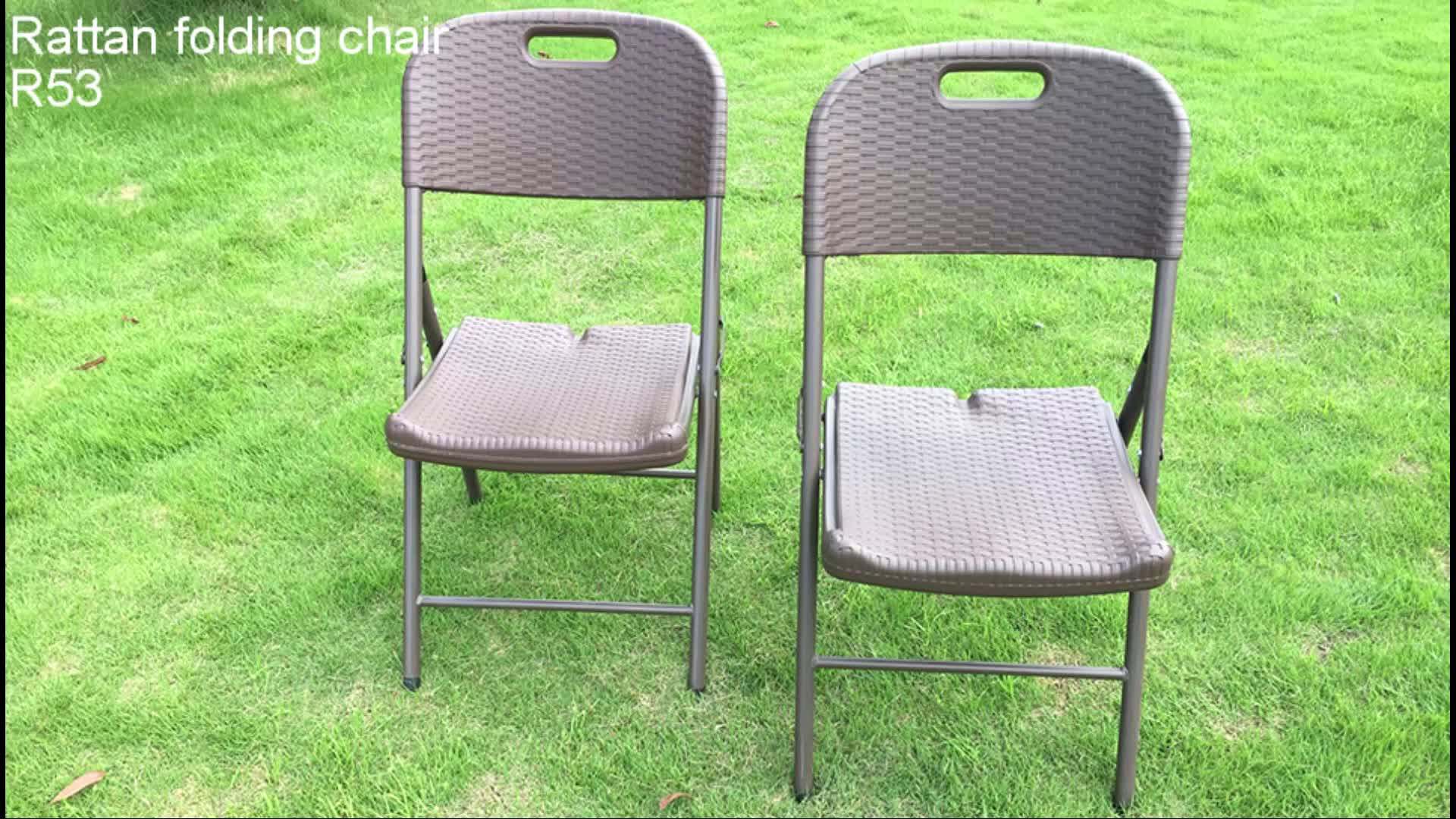 Brown Faux Rattan Hdpe Plastic Garden Folding Chairs And Tables Heavy