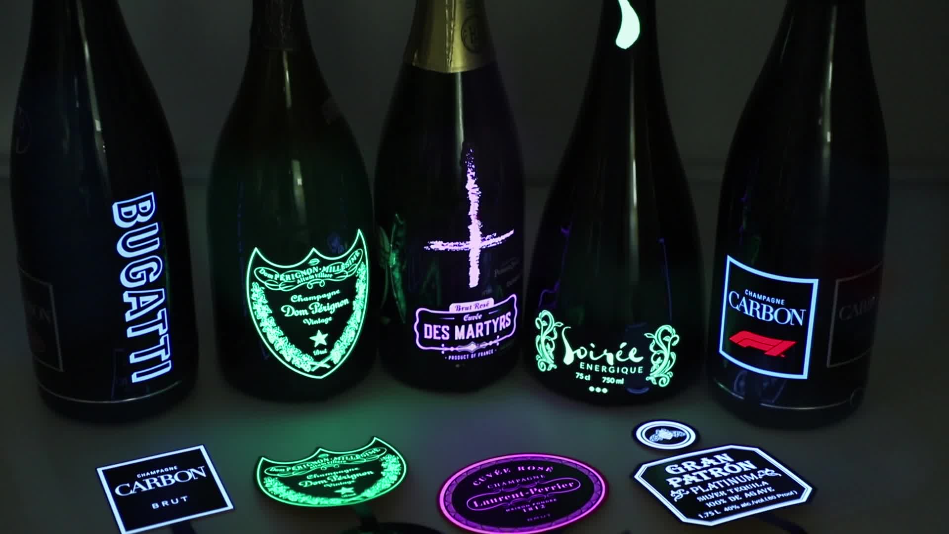 Oem Waterproof Glow Bottle Sticker Luminescent El Bottle Label Luminous Badge For Champagne Sparkling Bottle - Buy El Bottle Sticker,Luminescent Led Bottle Label,Luminous Label Sticker Product on ...
