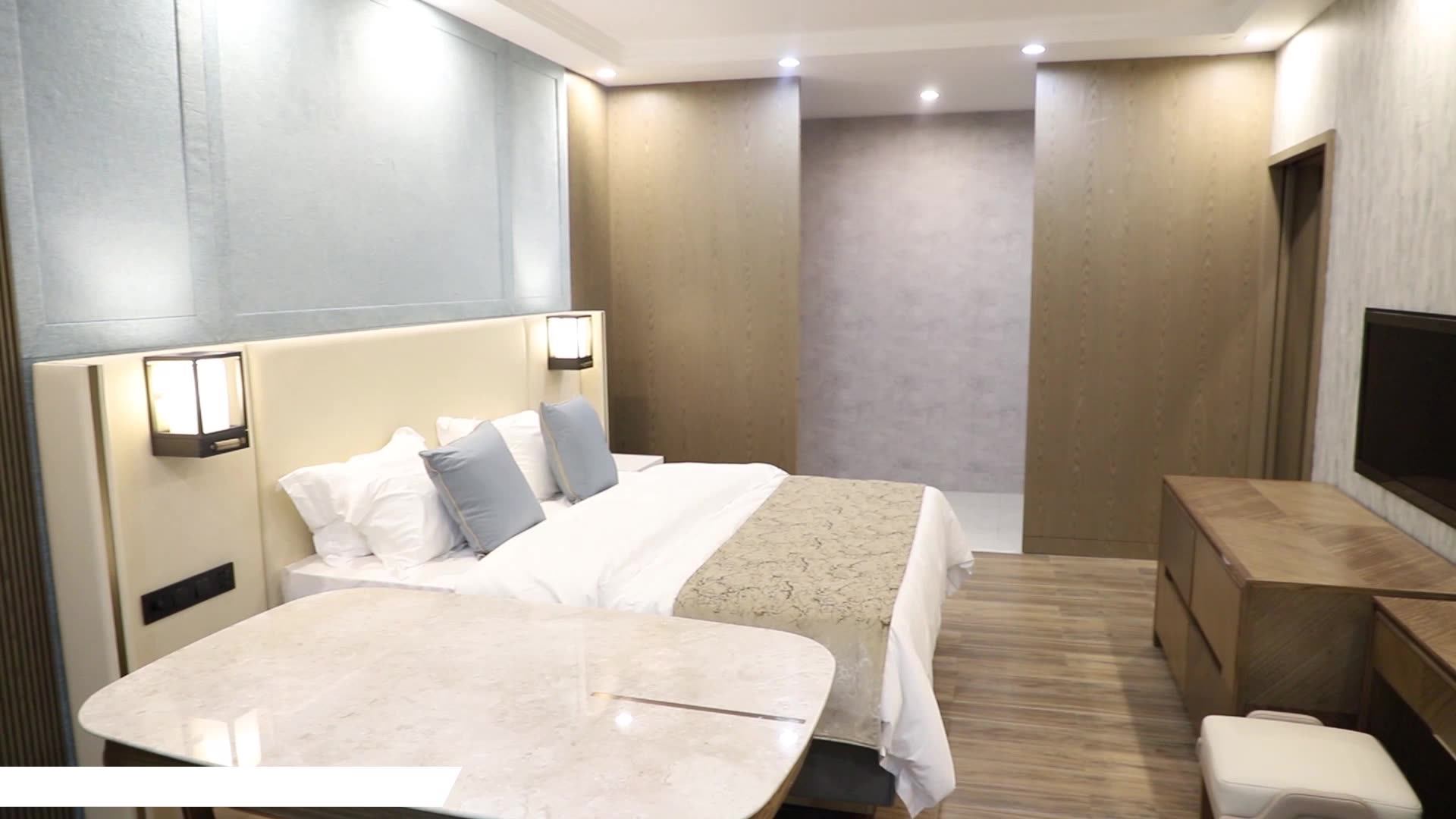 Commercial Furniture Hotel Custom Made Hotel Modern Solid Wood Bed For