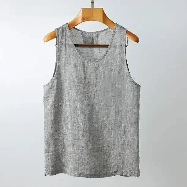 Men's retro T-shirt sleevless, solid vest, Chinese style