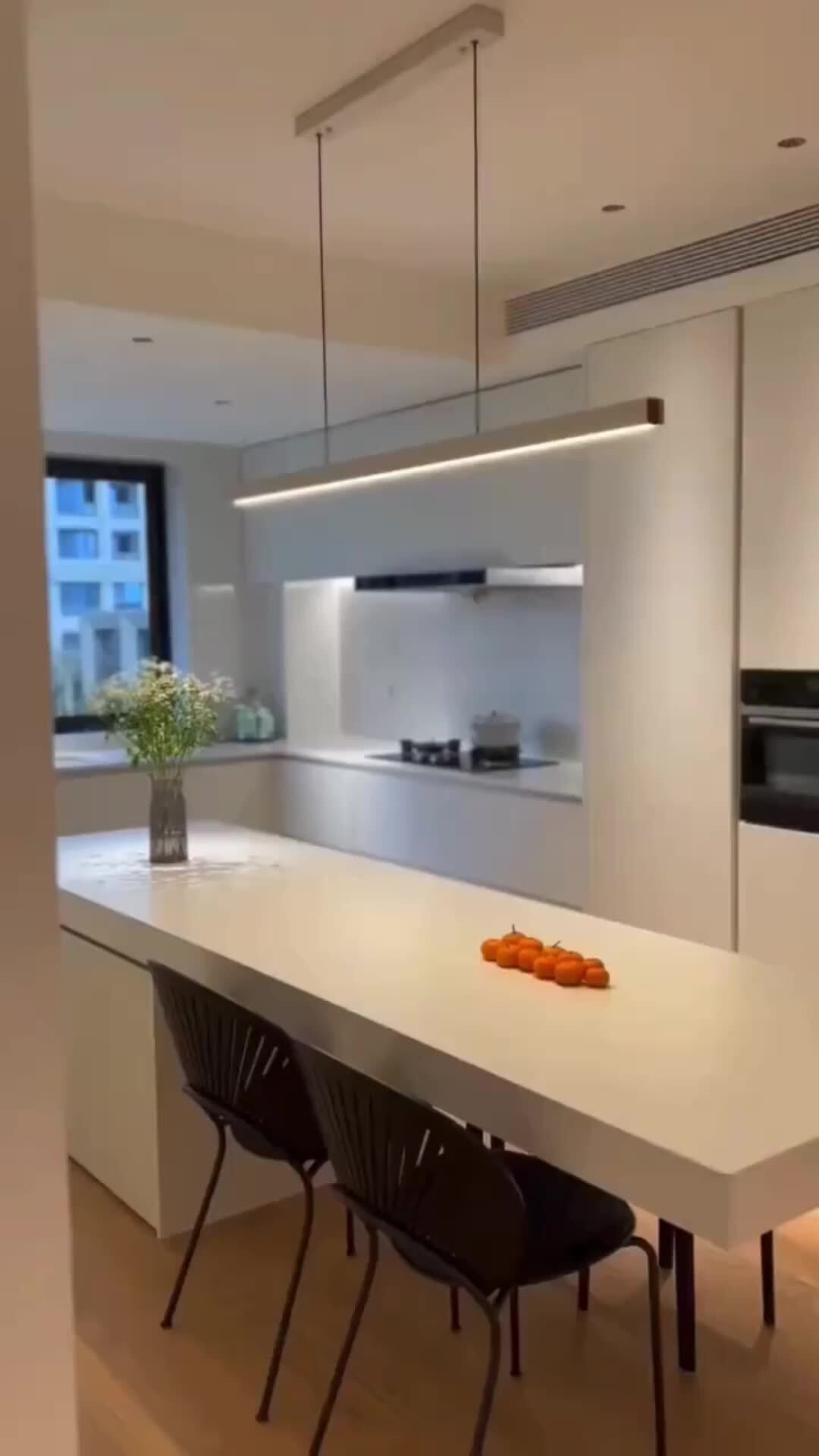 Galley Ghana Wood Grain Prefabricated Kitchen Islands Uv Lacquer