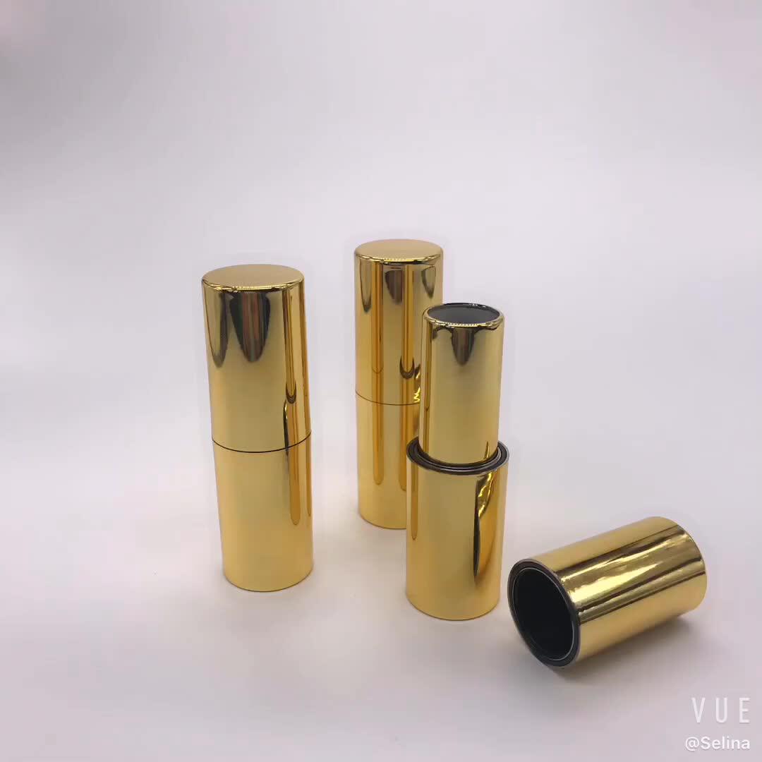 Custom Empty Round Lighted Gold Luxury Lipstick Tube Galore