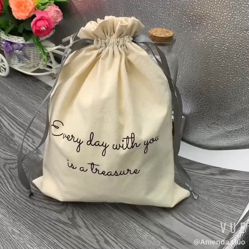 Cute Design 100 Muslin Eco Friendly Cotton Muslin Bag With Drawstring