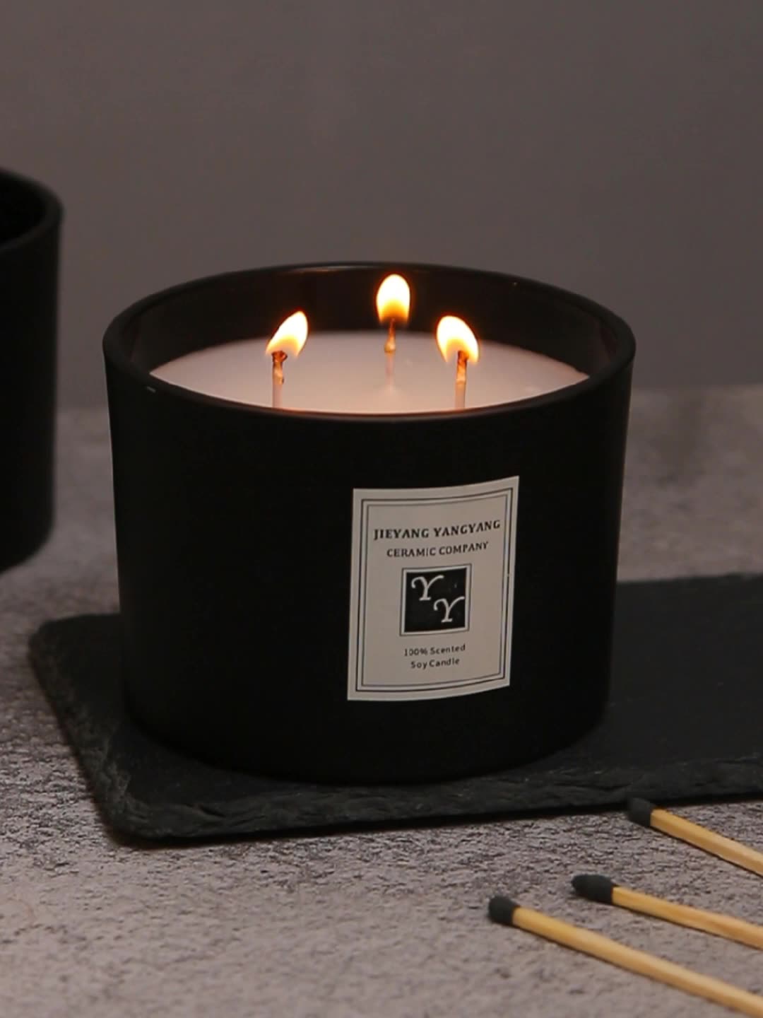 Custom Matte Black Empty Candle Jars Glass Frosted Luxury Glass Jars