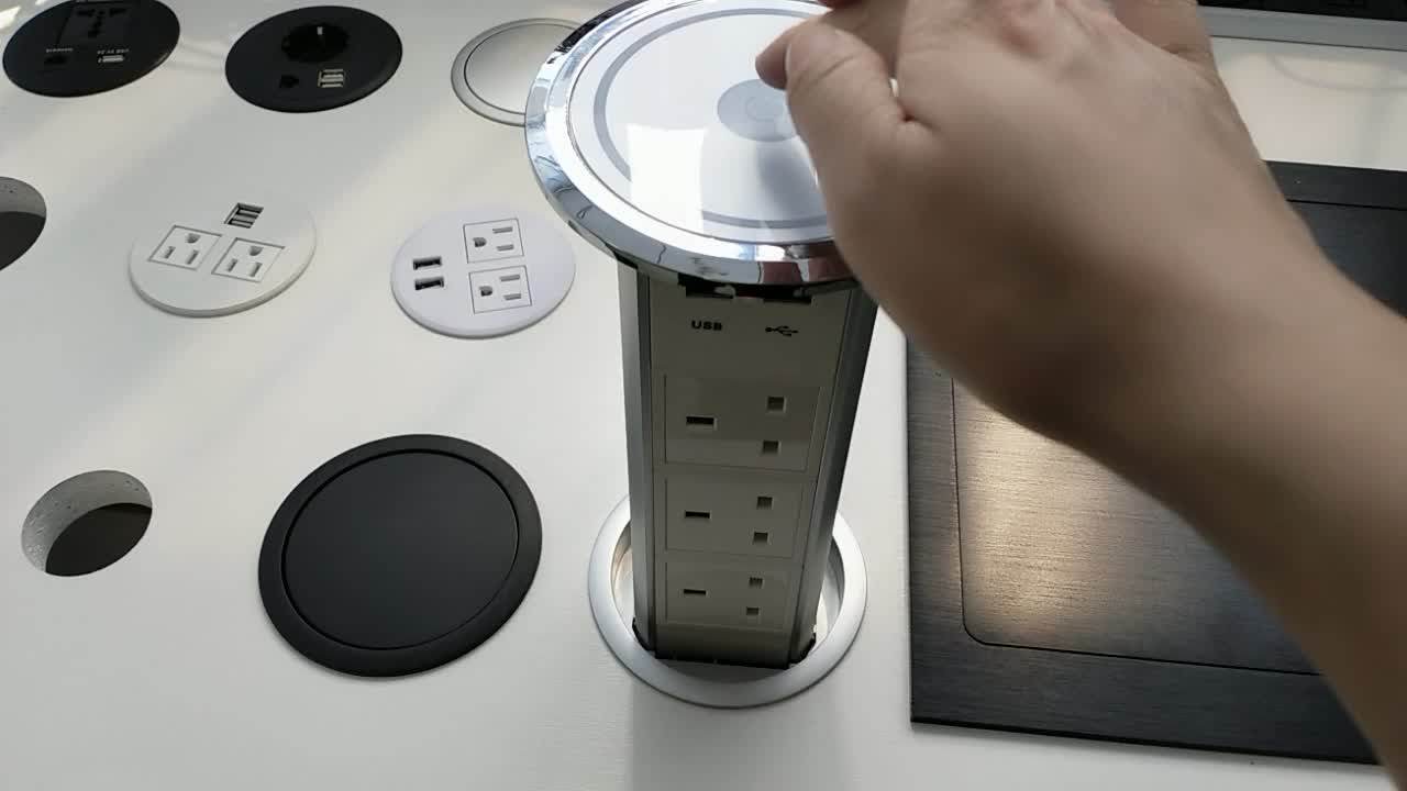 Uk Power Outlet Motorized Kitchen Worktop Electric Automatic Pop Up