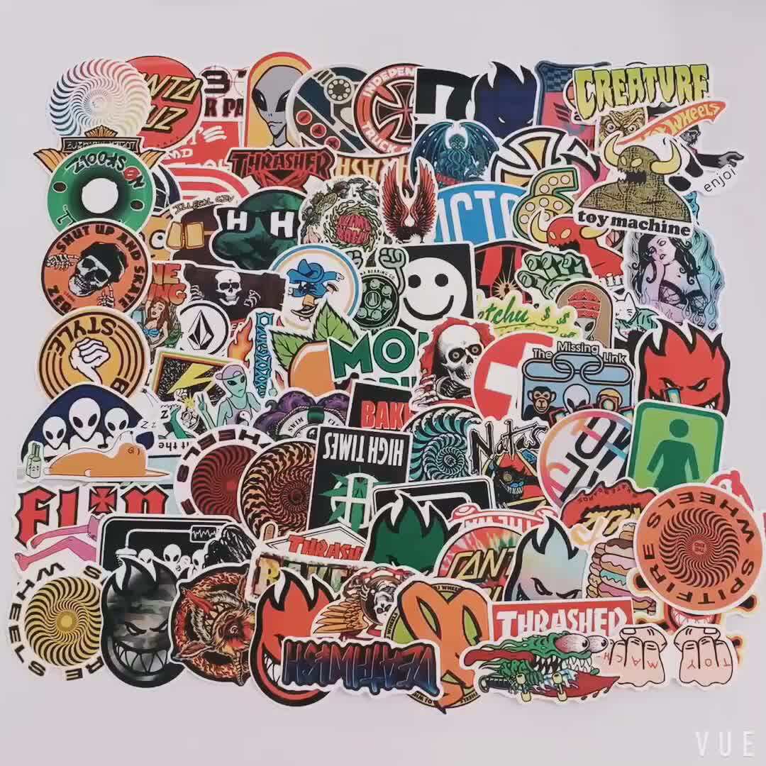 100 Pcs/bag Mixed Funny Skateboard Jdm Sticker For Laptop Luggage Bags