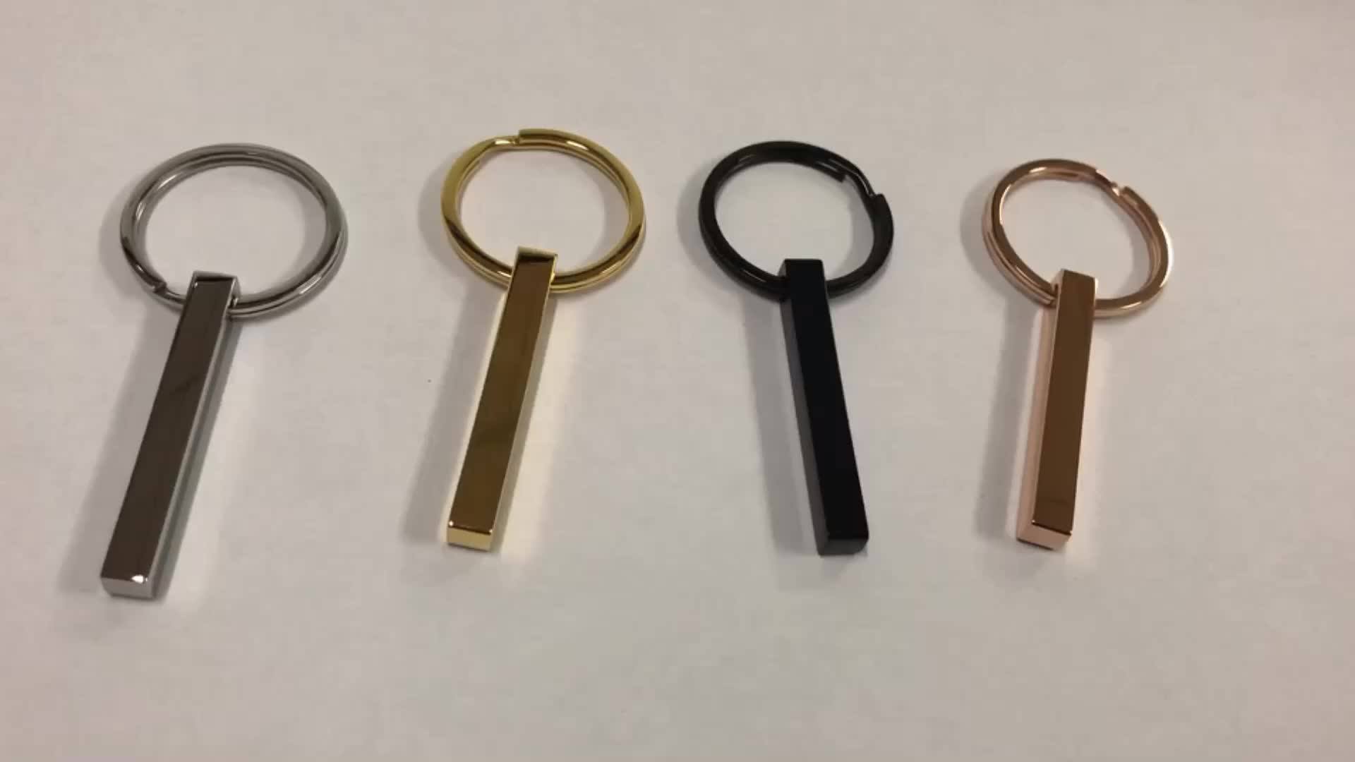Wholesale Accessory Metal Stick Keyring Gold Plated Stainless Steel