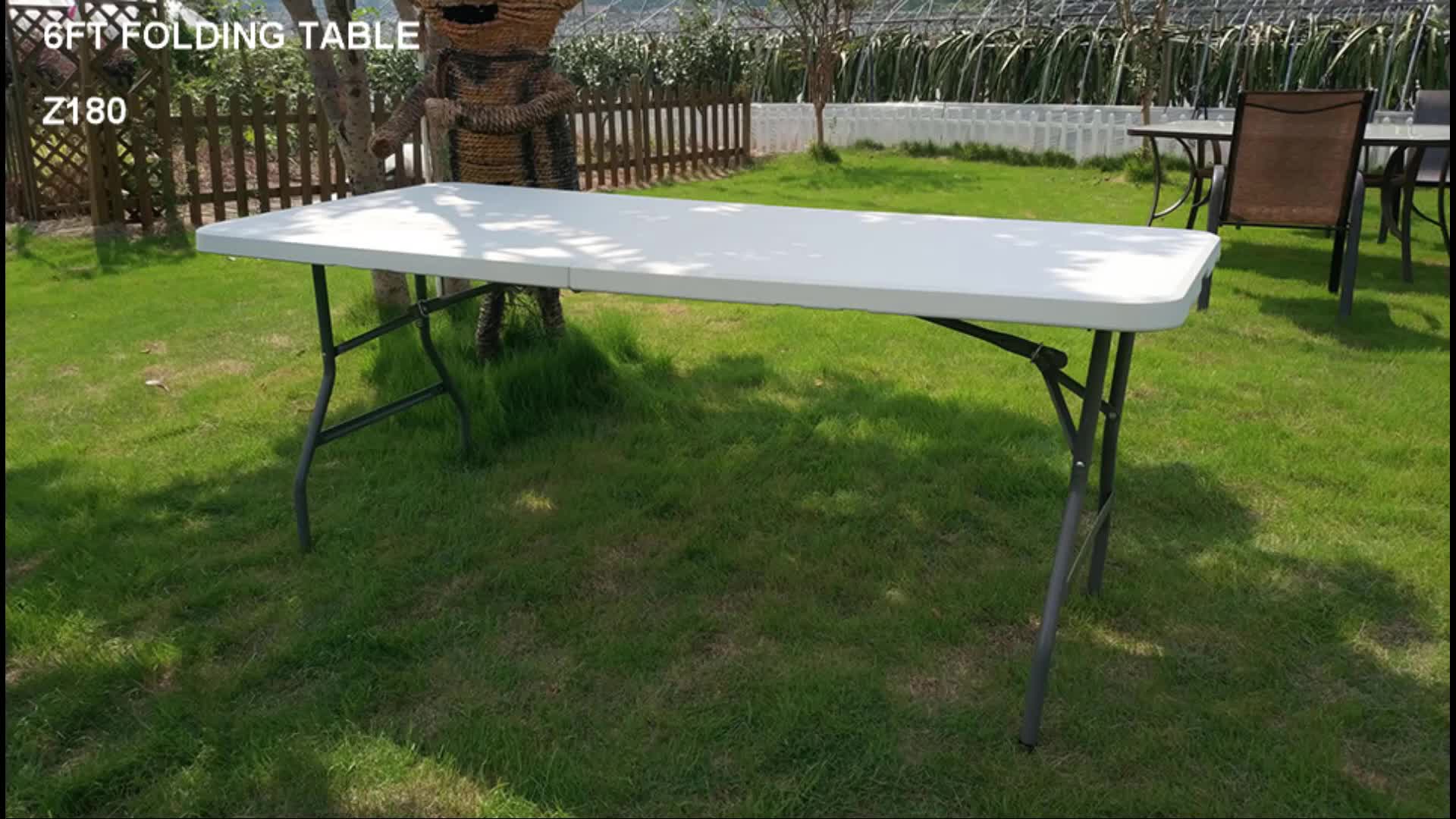 White Hdpe Plastic Portable Folding Dining Table Wholesale With Metal