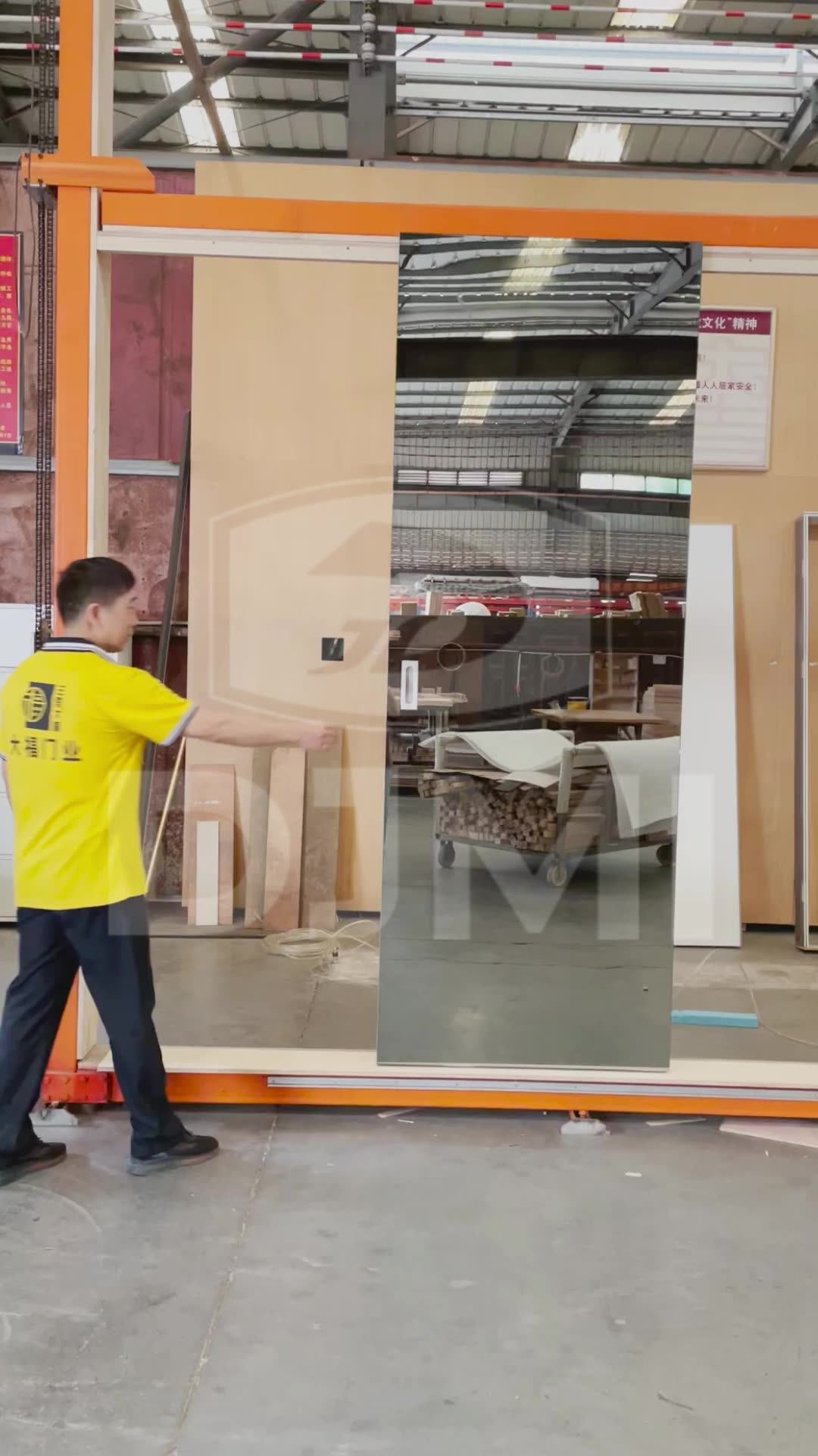 Frameless Sliding Door Hidden Track Mirror Surface Wooden Sliding Doors