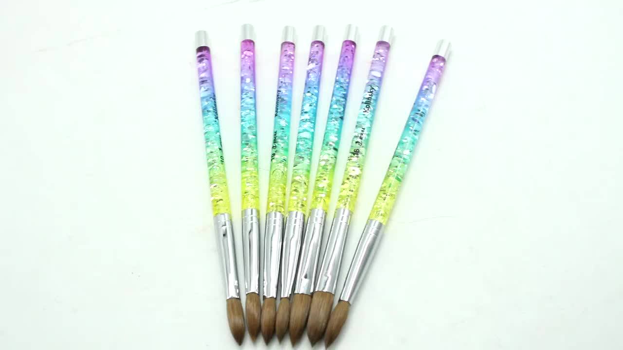 1pcs Eval Rainbow Aqua 100 Kolinsky Sable Hair Brush Acrylic Nail 