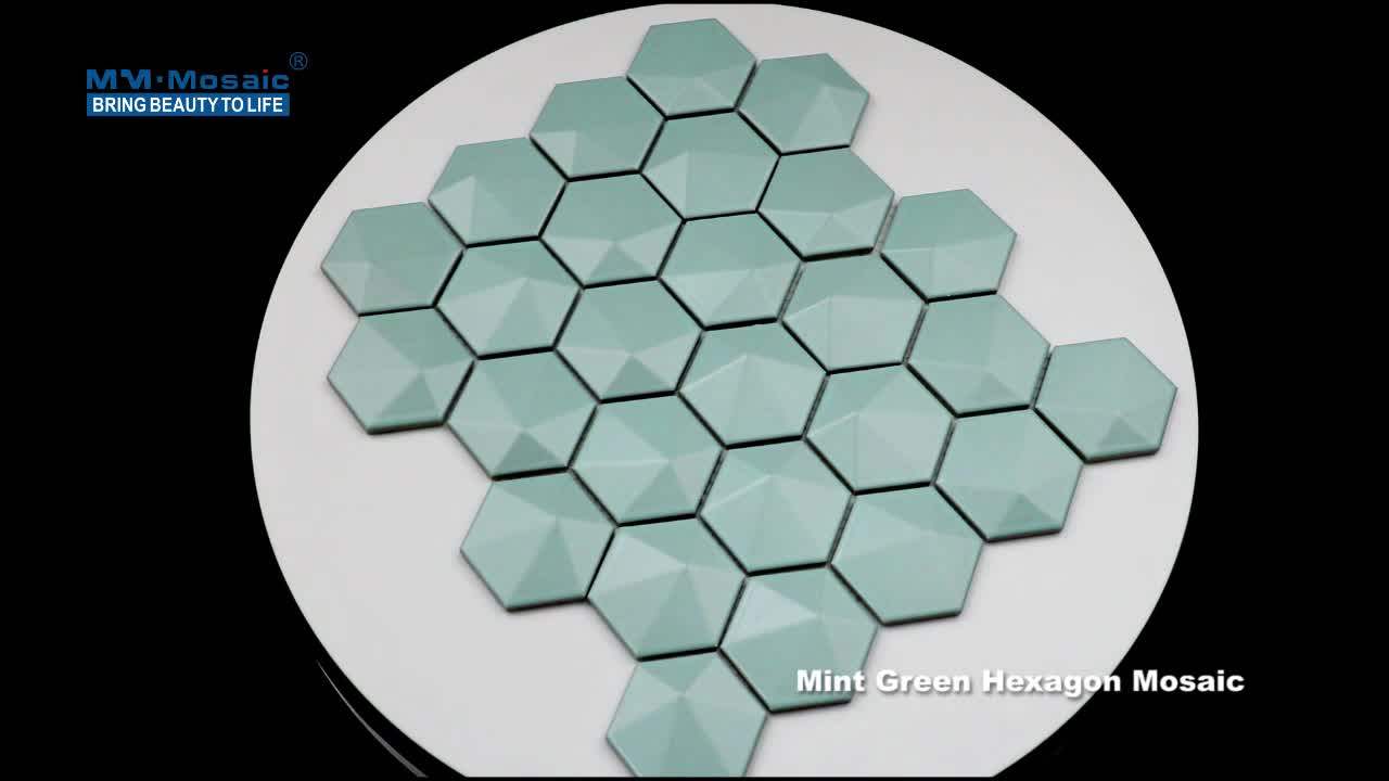 Clásico 3d De Cristal Hexagonal Azulejos De Mosaico Azul Al Por Mayor