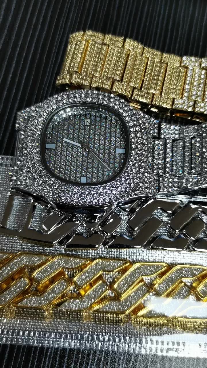 Fashion Hip Hop Watches Bling Full Rhinestone Diamond Luxury Iced Out