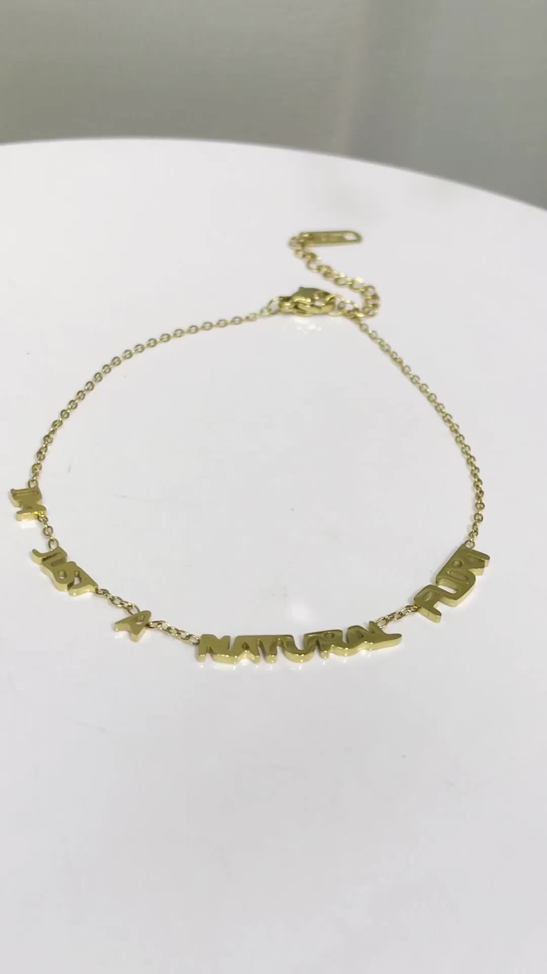 Splam 2021 New Design Letters Stainless Steel Anklet Women Fashion