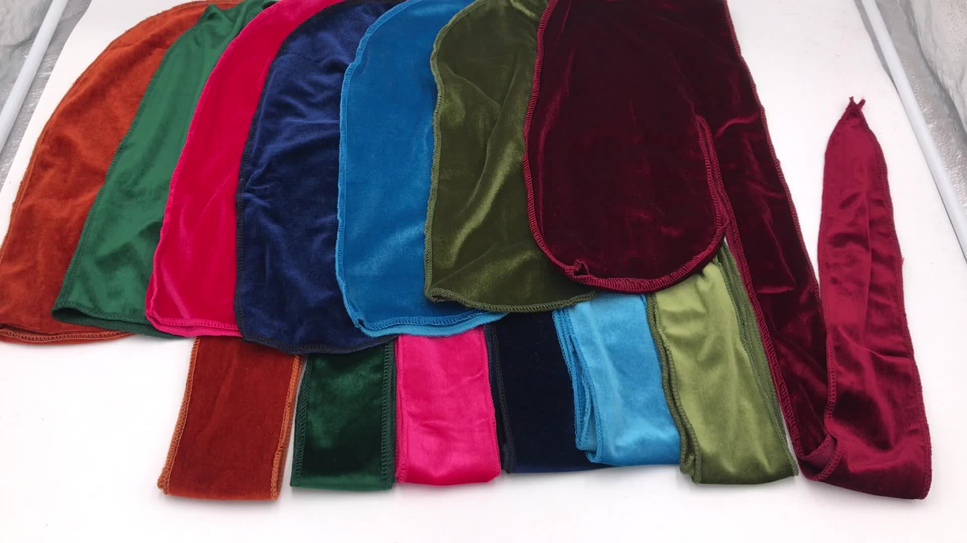 Customize Red Blue Black Yellow Green Pink Velvet Durag With Extra Long Tail Velvet Custom Durag ...