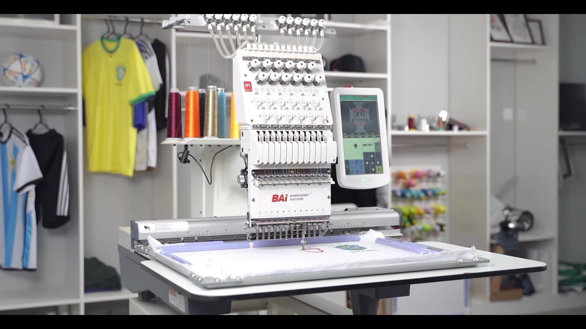 Bai Hot Sale Commercial Multi Needle Clothing Embroidery Machine With