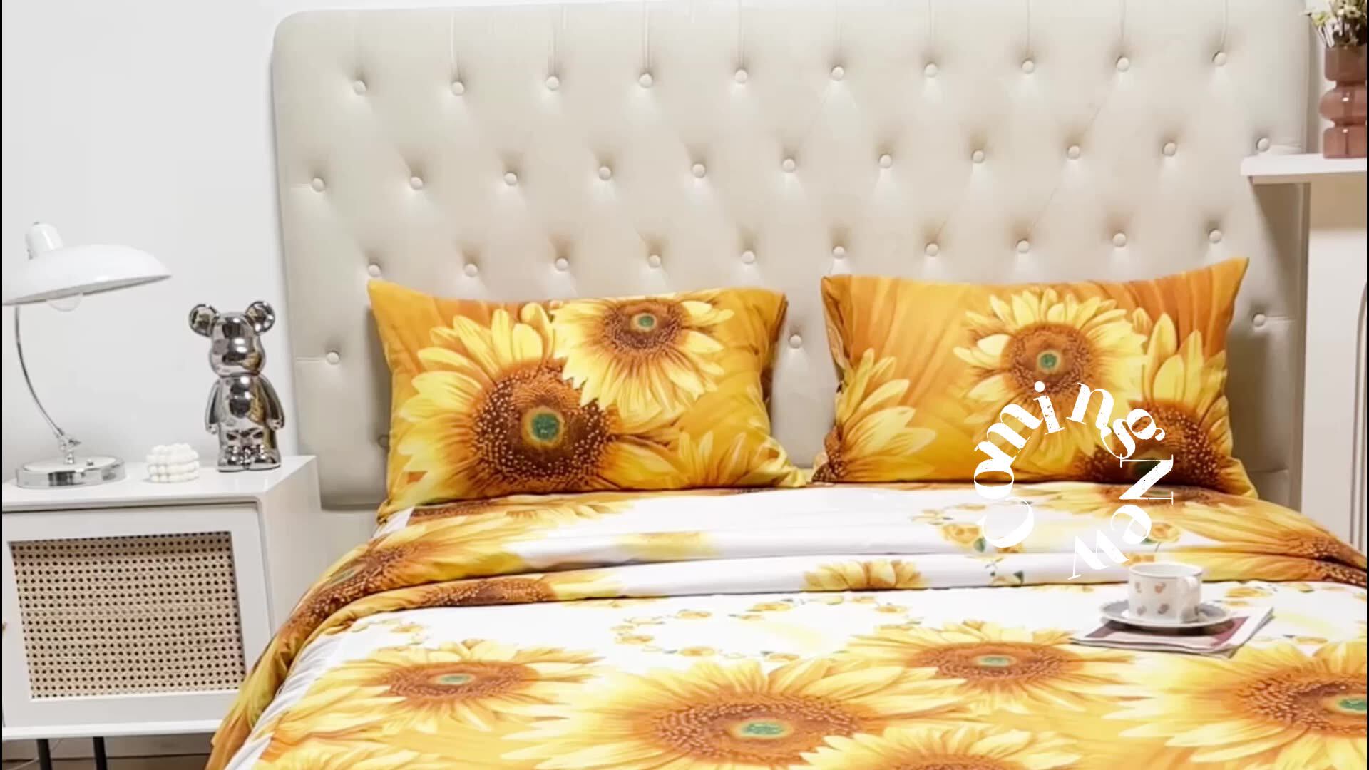 Factory Direct Wholesale Online Floral Printed 6 Pc In 1 Bedroom Bed Bedsheet Blanket Cover