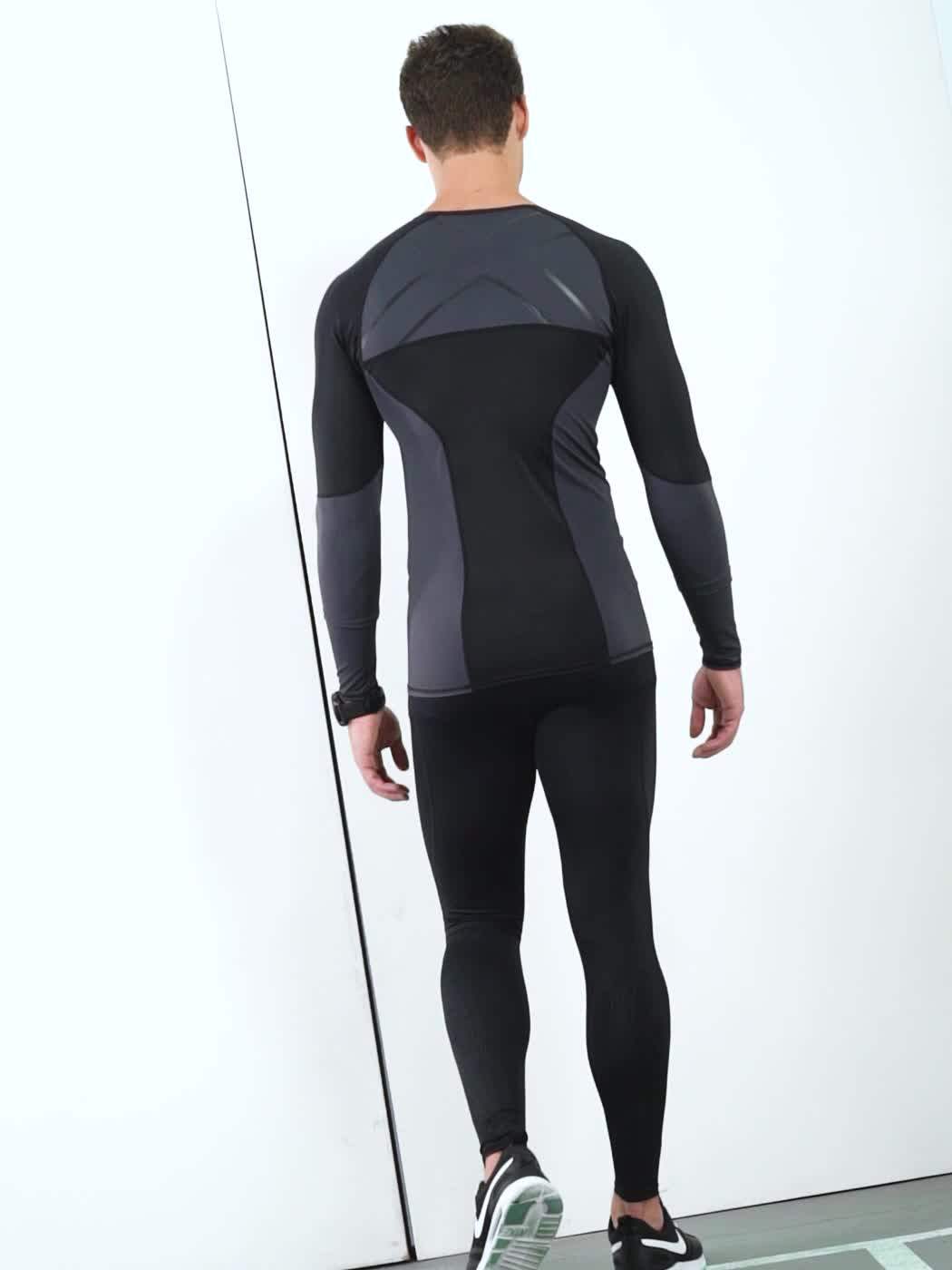 Flock Print Compression Pant Men Sport Tight Pant Elastic Quickdry