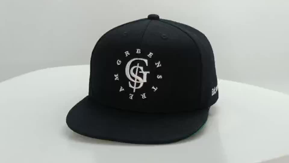 Fashion Embroidery Logo Flat Custom Green Underbrim China Snapback Caps ...