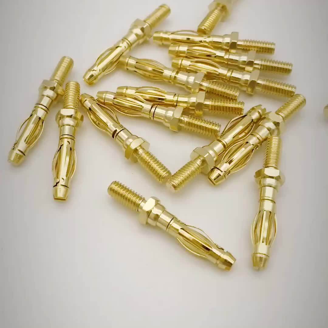 Onlyoa Custom Gold Plated Male 4mm Shrouded Banana Plug Connector With