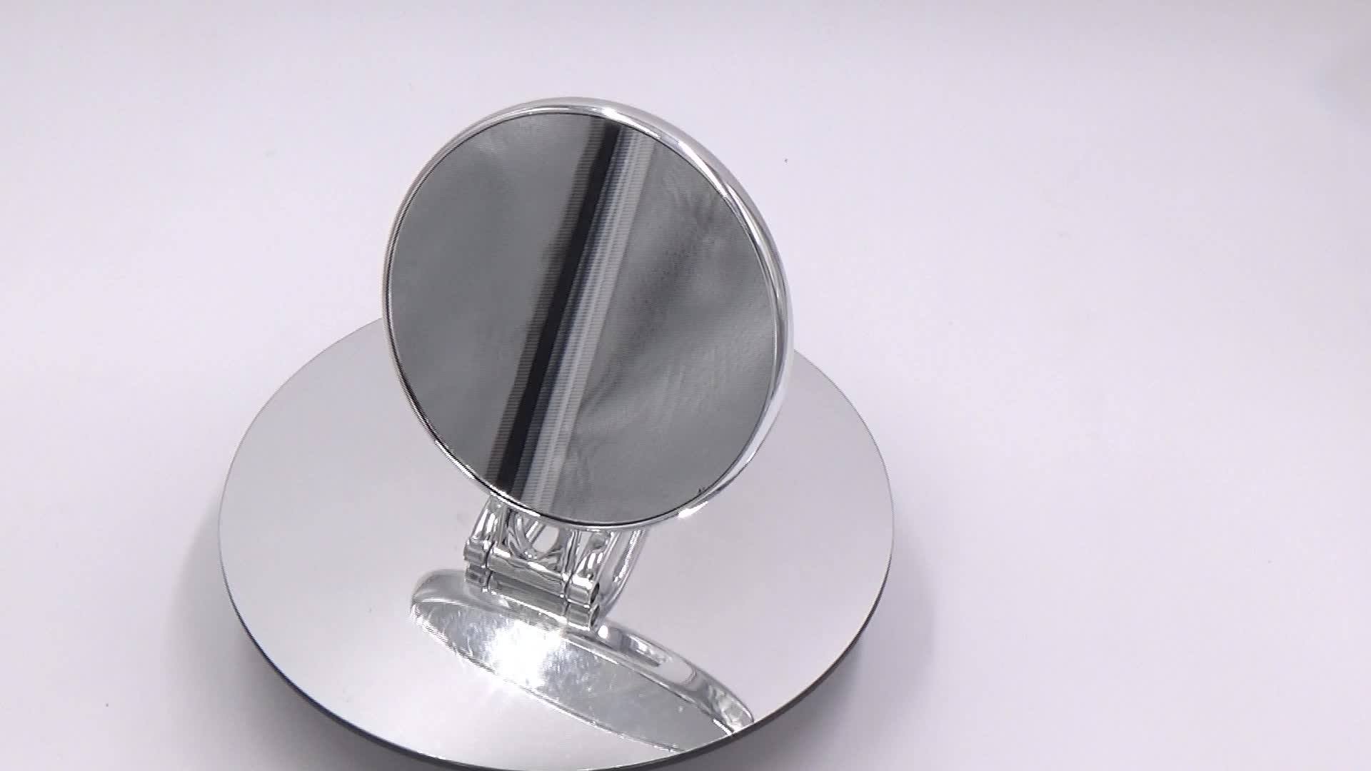 Folding Doublesided Round Metal Handheld Makeup Mirror With Handle Buy Makeup Mirror With