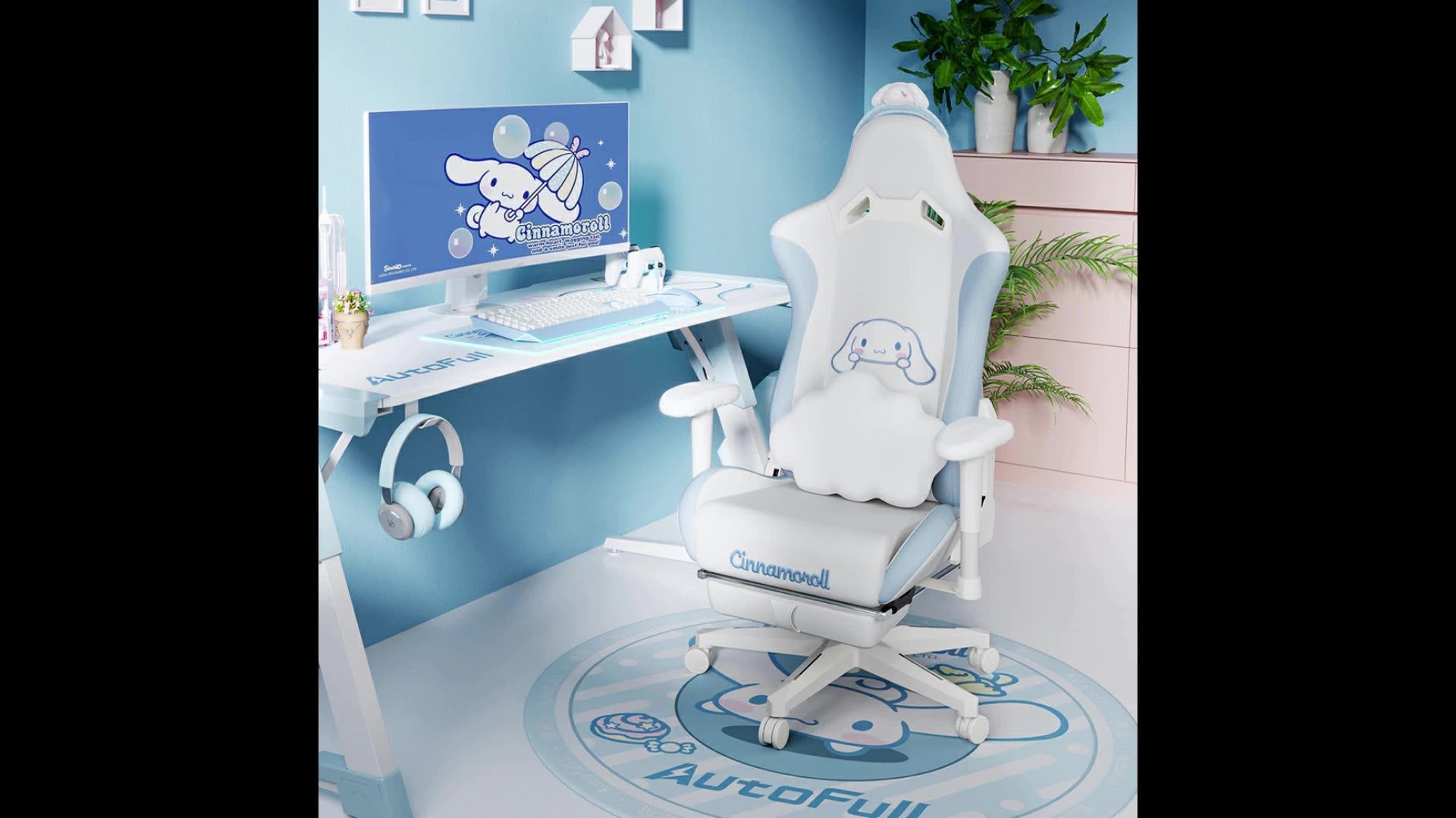 Auto Full Official Office Reclining Chair Blue White Cute Gaming Chairs