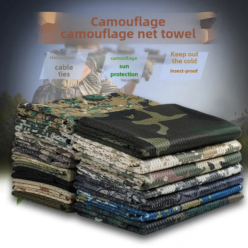 Outdoor Scarf Special Force Men's Army Fan Small Square Scarf Breathable Anti-mosquito Anti-sand Camouflage CS Camouflage Scarf Tactical Headscarf