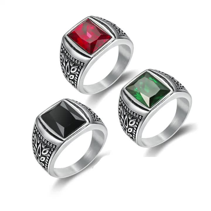 Anillo De Mujer De Acero Inoxidable Rojo Verde Compromiso De Anillo De Mujer De Acero Inoxidable Rojo Verde Compromiso De