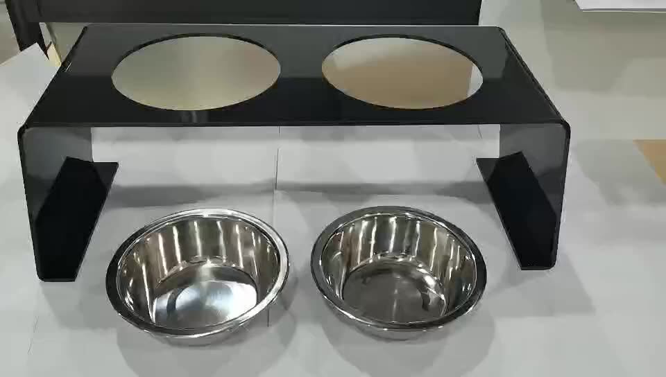 Custom Elevated Acrylic Dog Bowls Feeding Stand Acrylic Pet Feeder