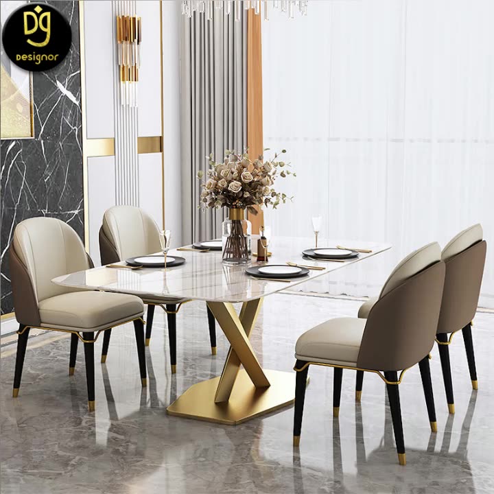 Dg Cream-mesa De Comedor Moderna De Acero Inoxidable Para 4 Personas