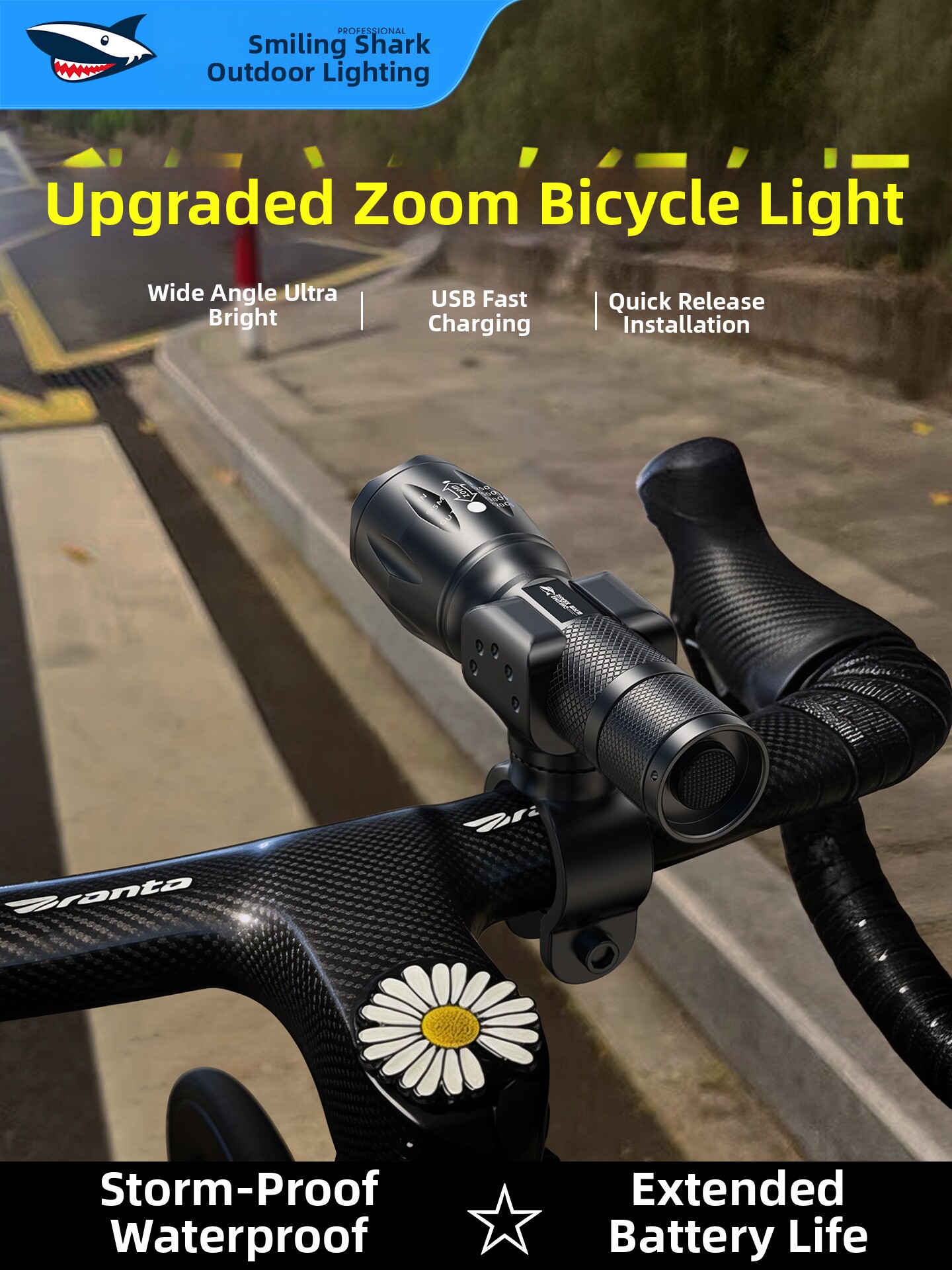 Bicycle Night Riding Light, Strong Light Model, Mountain Bike Headlight, Long Battery Life, Special Light for Night Riding, Rechargeable and Portable