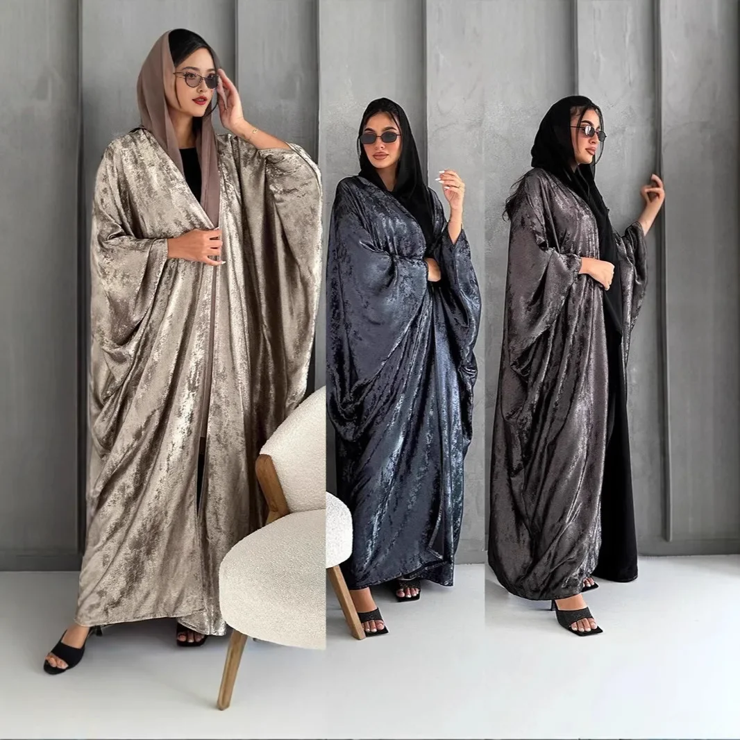 2025 Muslim New Cross-Border Middle Eastern Women's Fashion Robe Dubai Hot Stamping Large Size Cardigan Abaya
