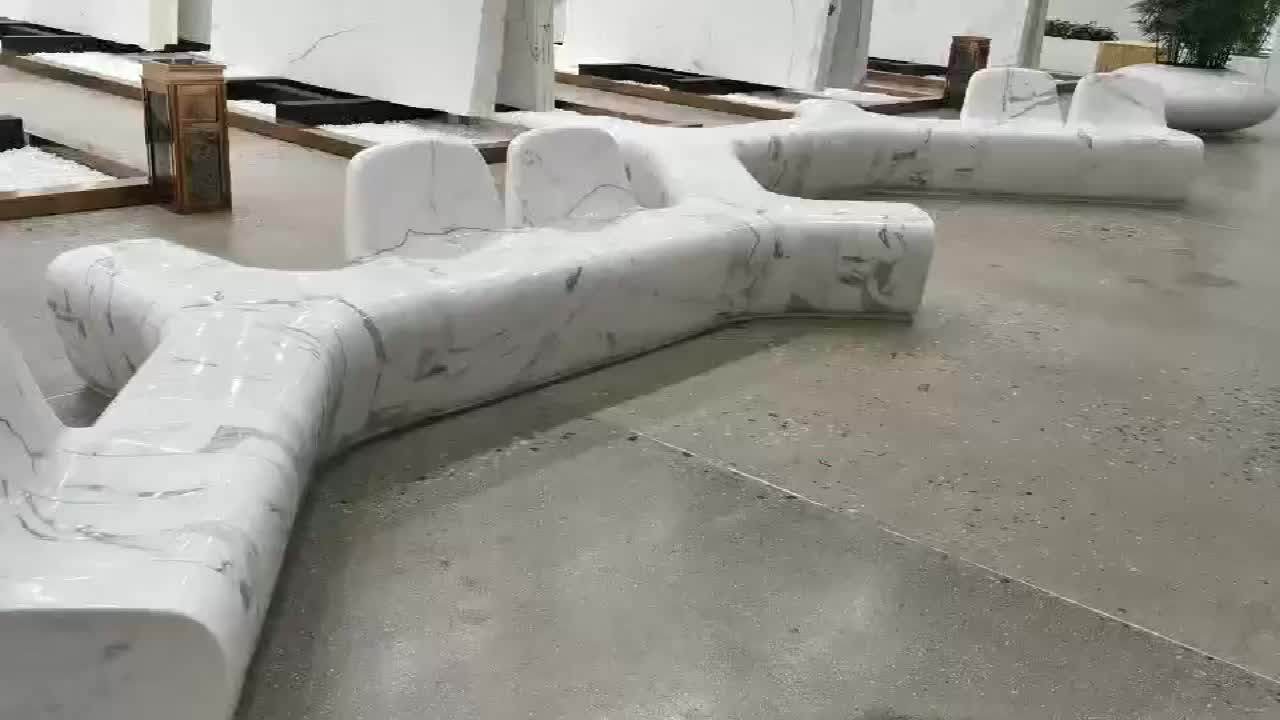 Custom Cut Marble Italy Calacatta White Marble Bench,Simple Stone Garden Marble Park Bench For