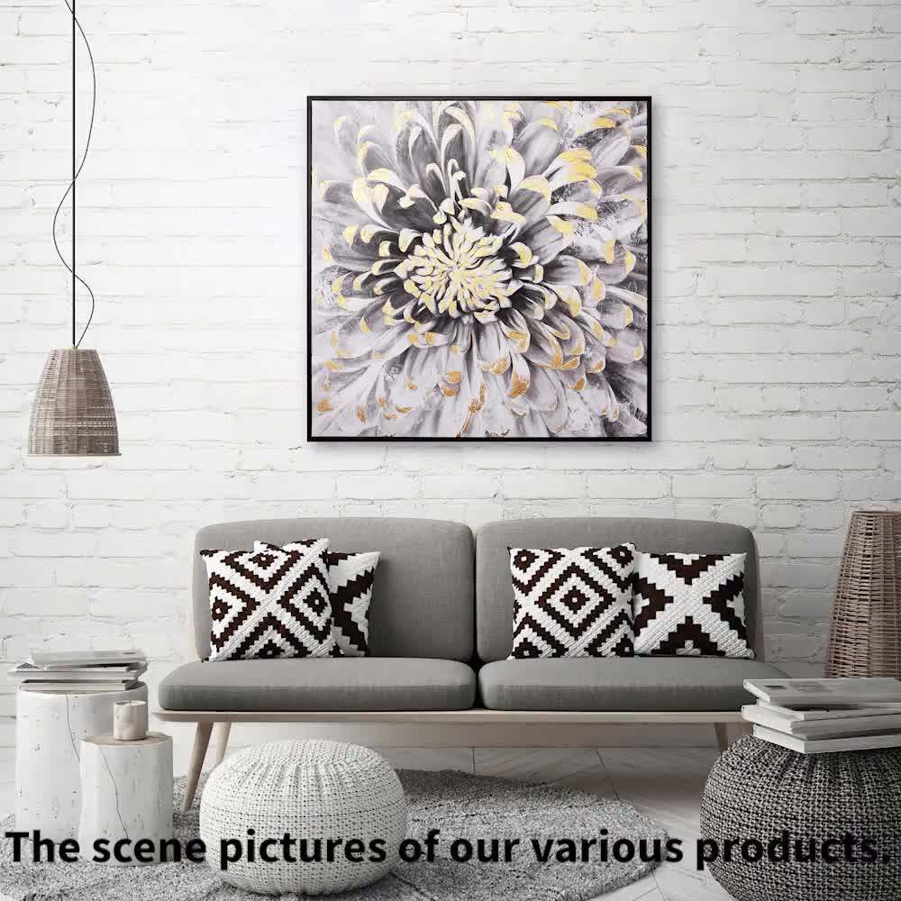 Popular Beautiful Flower Art Supplies Bedroom Canvas Painting With Gold
