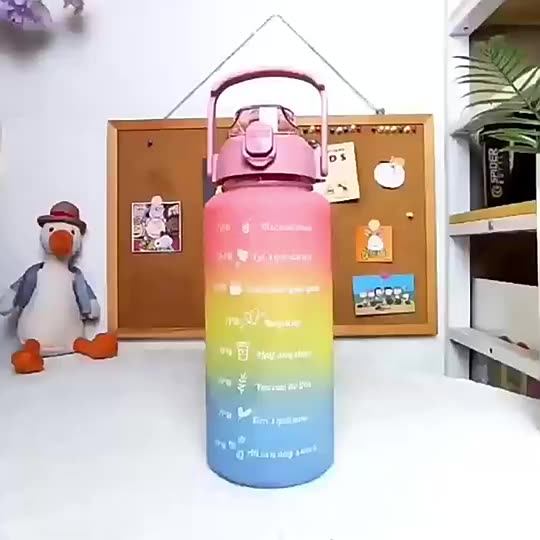 3pcs Set 2000ml 900ml 500ml Gradient Plastic Water Bottle Portable