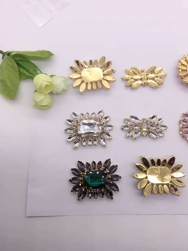 Rectangular Metal Shoes Ornament Square Silver Crystal Rhinestone