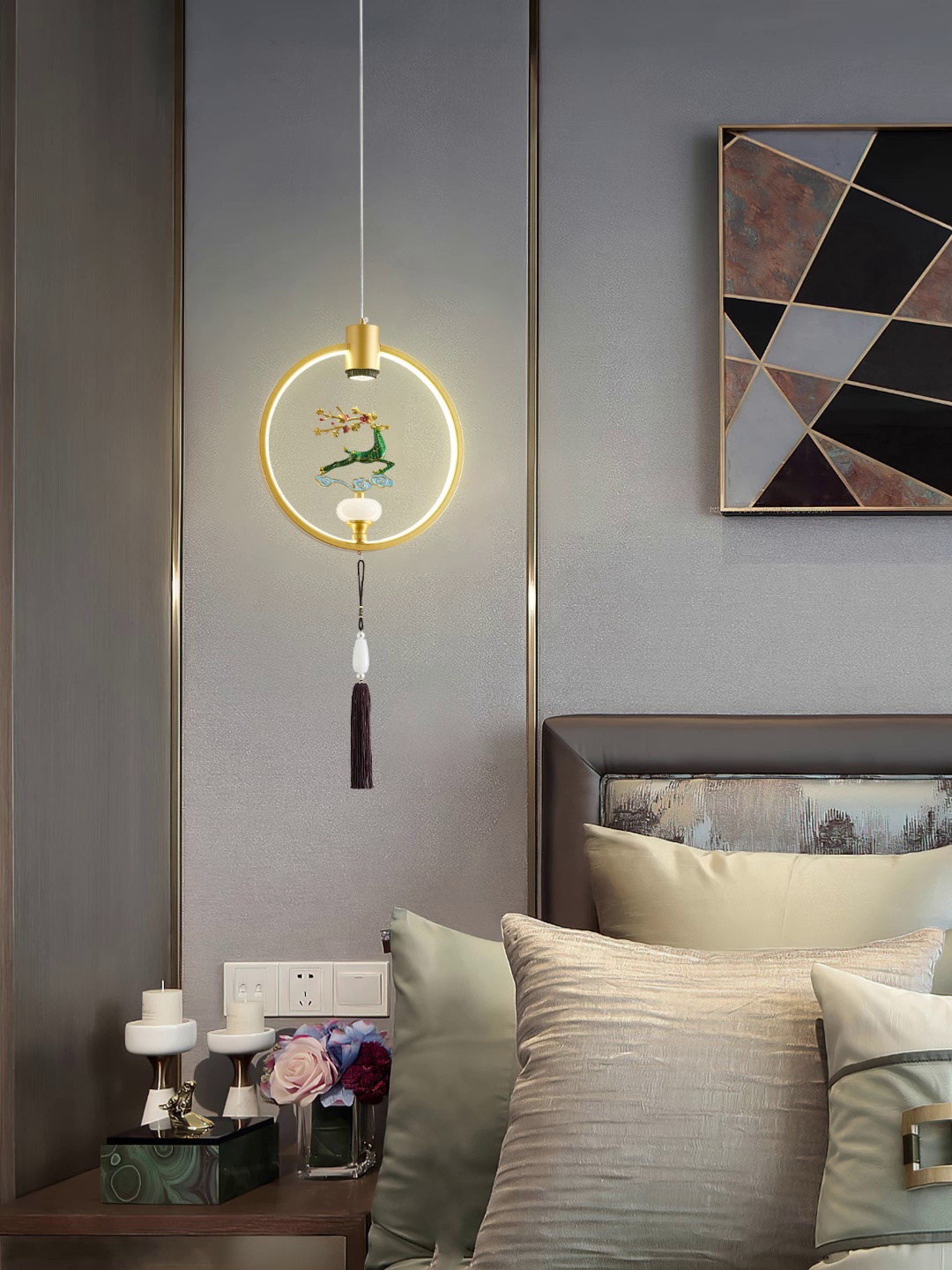 新中式小吊灯床头灯卧室客厅餐厅吧台创意茶O室书房禅意过道玄关