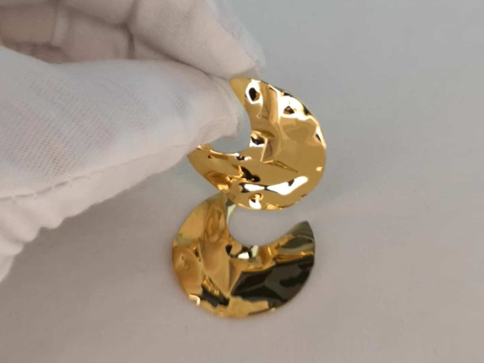 High Quality 18k Gold Plated Brass Jewelry Drape Semicircle Stud