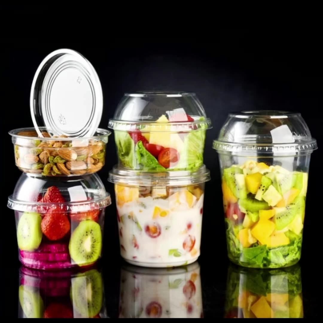 Single Wall Coffee Fruit Salad Yogurt Fruit Cups Clear Plastic Cups For