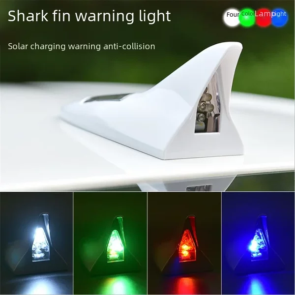 Car Solar Shark Fin Antenna Decoration Anti-Rear Collision Roof Tail Wing 8Led with Remote Control Warning Strobe Light