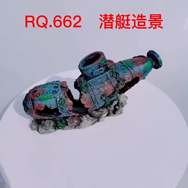Sunken Ship Hollow Submarine Resin Decoration For Aquarium Fish Tank