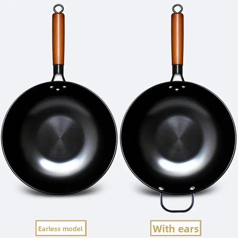 Upgraded Flat-bottom Iron Pot Special Household Wok For Induction...