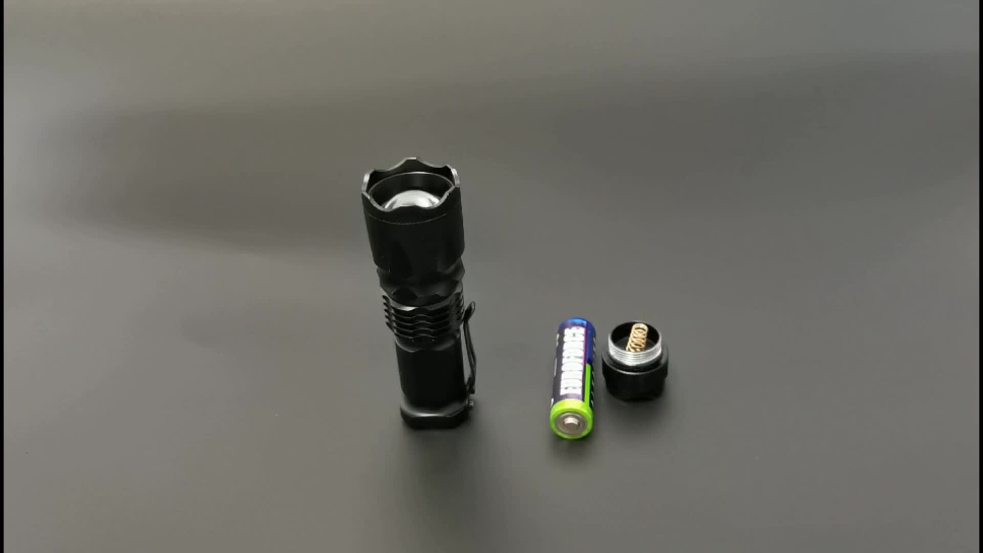 Led Tactical Flashlight With Belt Clip Zoomable 3 Modes Water Resistant