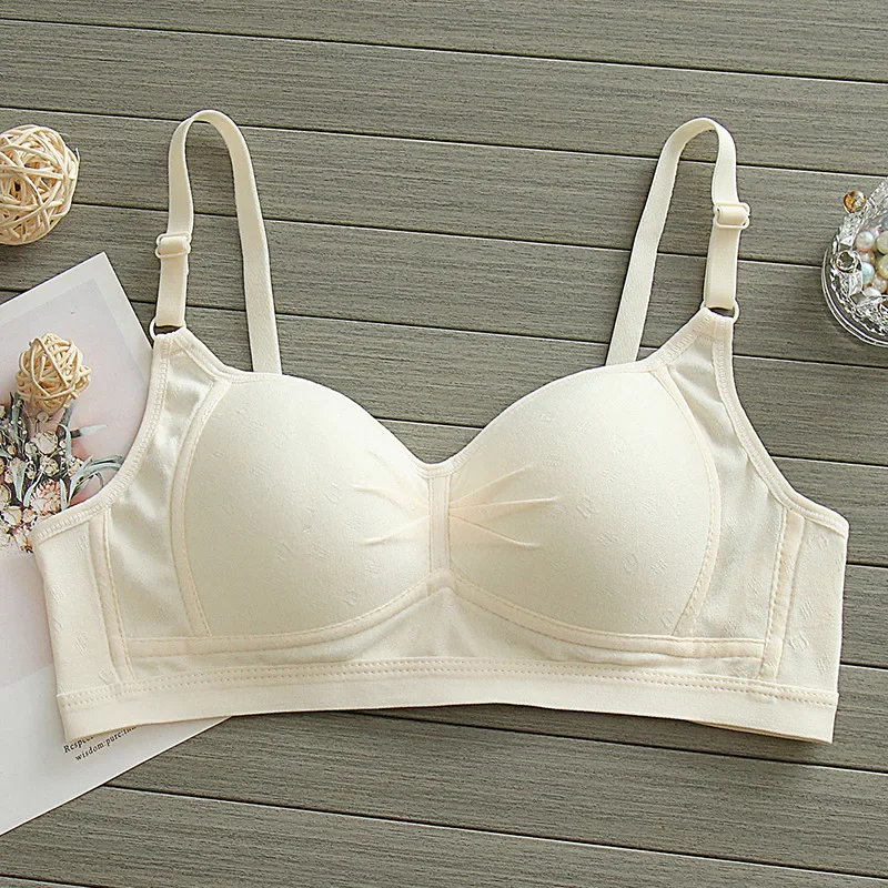 Pure Cotton Thin Underwear Female College Students Junior High School Students High School Girls Small Chest Gathering Anti-sagging Girly Bra
