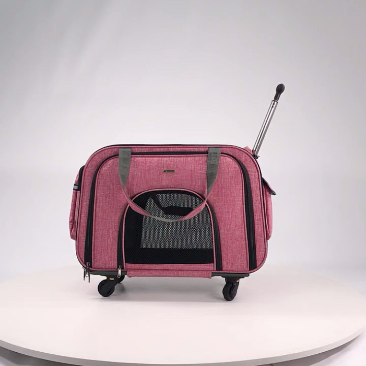 Ripstop Pet Dog Trolley Bag Adjustable Detachable Cat Travel Box Buy Dog Carrier With Wheels