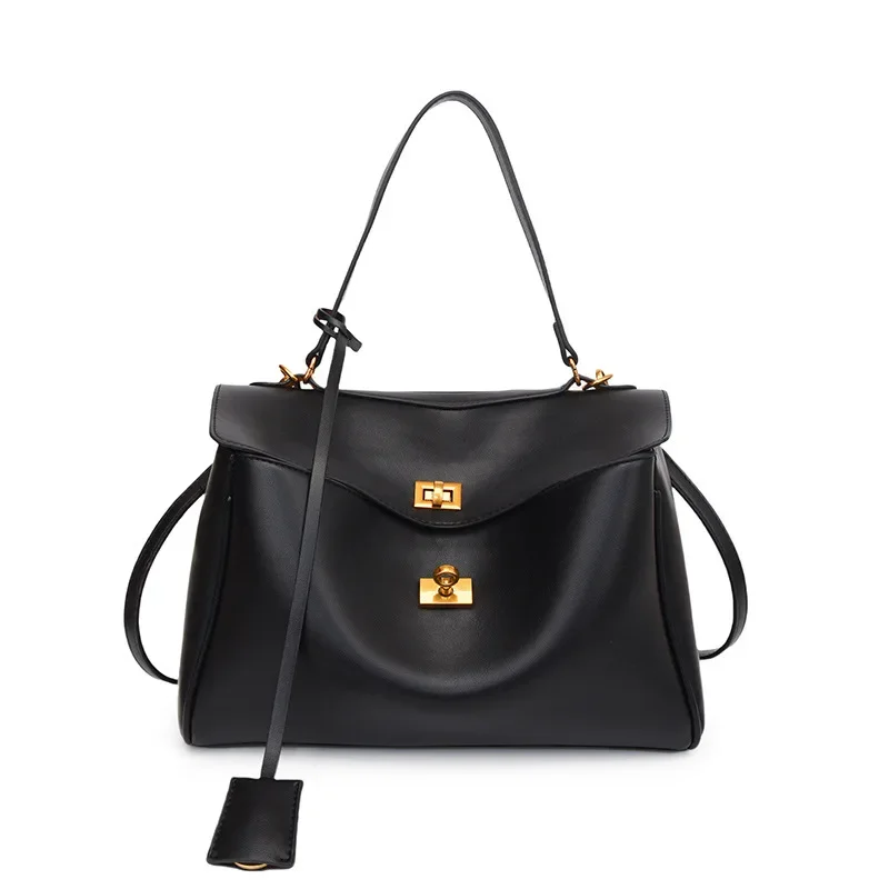 French high-end soft texture tote bag for women, minimalist large capacity, elegant cross-body bag, commuting shoulder bag and crossbody bag