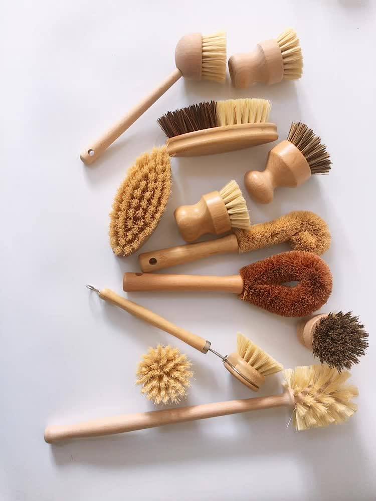 Eco Friendly Natural Sisal Toilet Long Handle Brush With Beech Wood