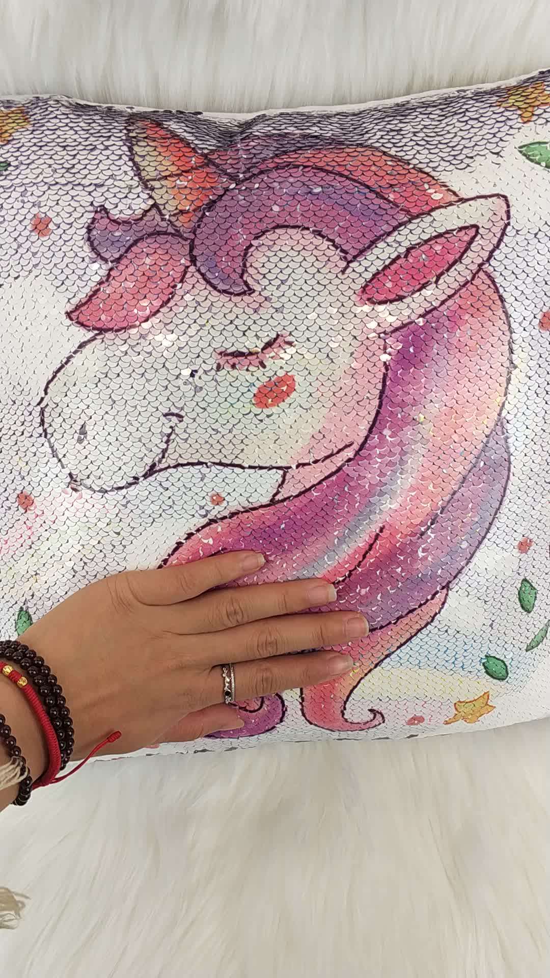 Unicorn Pillow Magic Reversible Sequins Cushion Kids Present Deceratived Unicorn Twinkle Twinkle