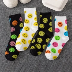 新品韓版笑臉女襪子女秋冬中筒襪ins潮襪運動高筒諸暨襪子供跨進