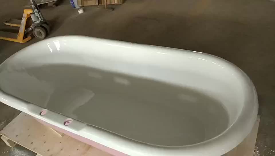Old Vitreous Freestanding Antique Cast Iron Enameled Porcelain Bathtub